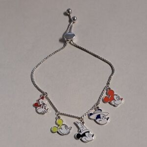 Disney Mickey Mouse 90 Years Silver Plated Charms Faces Of Mickey Bracelet
